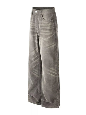 Men S Wide Leg Washed Jeans, side view