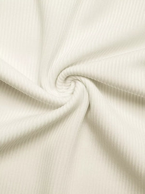 White ribbed knit v-neck t-shirt fabric detail