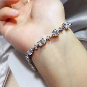 925 Sterling Silver Moissanite Bracelet, model styling view