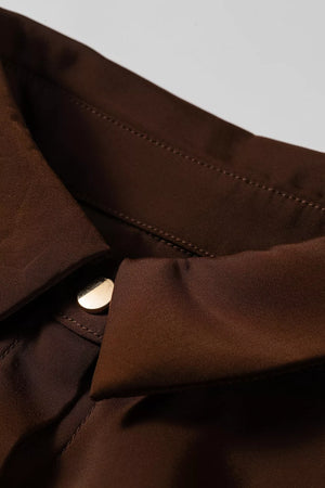 dark brown button-up shirt
