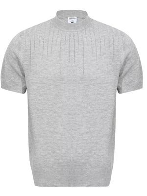 Men's Mock Neck Short Sleeve Knit Top in Khaki, view 12