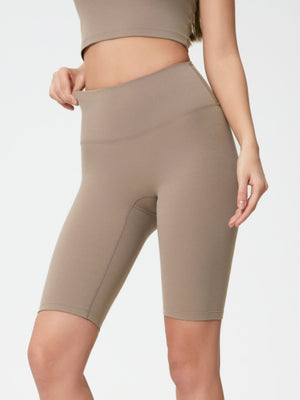 Sculpted Contour Active Cycling Shorts in Mocha with high waist and seamless design.