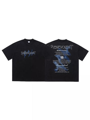 Crew-neck Graphic Oversized Vintage Top in Washed Black, back view