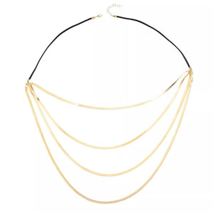 Multi-layered 18k Gold-plated Snake Chain Necklace in Gold, back view