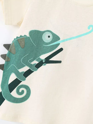 Children's Chameleon Insect Graphic T-shirt, model styling view