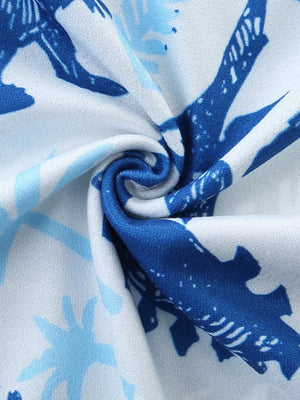 Blue dinosaur print pajama set fabric detail