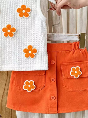 Children's Flower Sleeveless Top And Skirt Set, fit detail