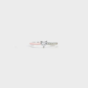 Enamel heart & pave band ring in blush pink sterling silver with cubic zirconia stones.