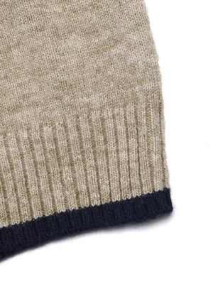 Cozy Mock Neck Sweater With Contrast Trim in Khaki, view 12