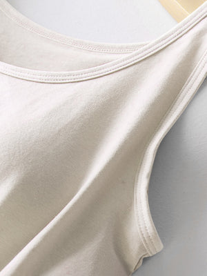 Built-In Support Tank Top in Pale Blush with a rounded neckline and double-stitched trim.