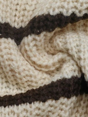 Striped Knit Polo Sweater in Tan, editorial view