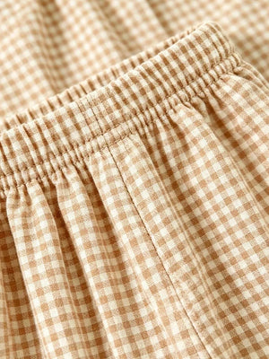 Children's Ruffled Plaid Top And Pants Set in Light Yellow, editorial view