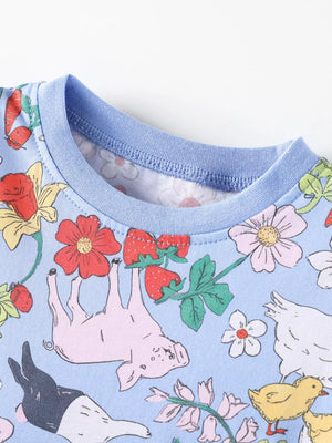 Children's Farm Animal Print Dress, close-up detail