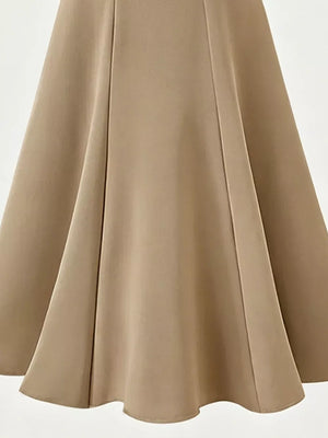 A-line Midi Skirt With Elastic Waistband, fit detail