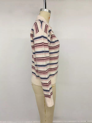 Ribbed Knit Long-sleeve Sweater in Pink, view 12