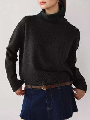 classic turtleneck sweater in Brown with turtleneck