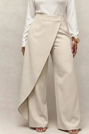 Asymmetrical Wrap Wide-leg Pants, side view