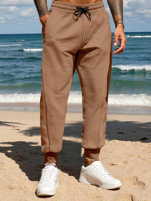 Men's Full Size Casual Drawstring Joggers, close-up detail