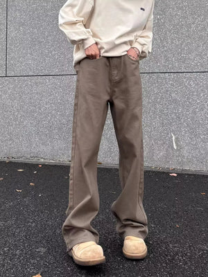 Men's brown wide-leg sweatpants with a relaxed fit and pockets.