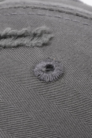 Mid Gray baseball cap with distressed details and embroidered eyelet