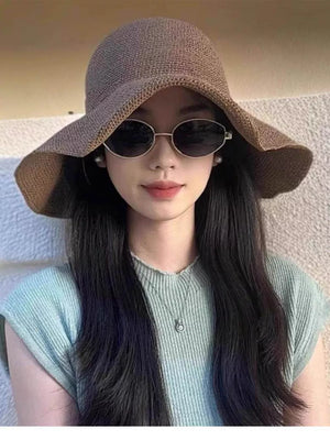 Wide Brim Cotton Sun Hat, model styling view