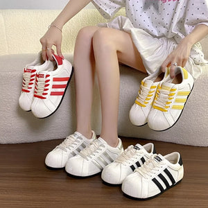Lace Up Round Toe Sneakers in Yellow, front view