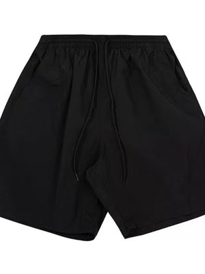 Men's black lightweight drawstring shorts with pockets