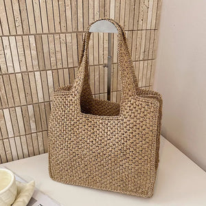 Woven Straw Handbag in Green, view 12