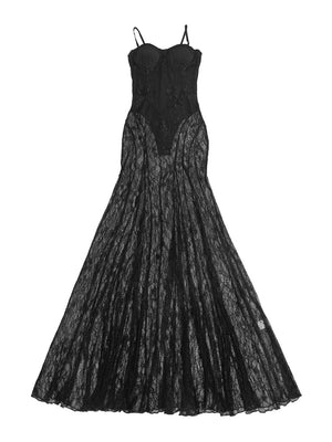 maxi dress in Black with lace and lace