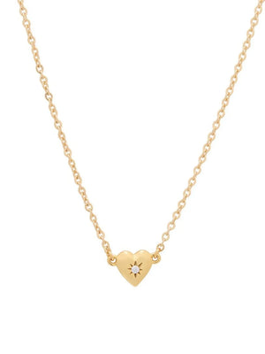 Gold heart pendant necklace with diamond accent on delicate chain