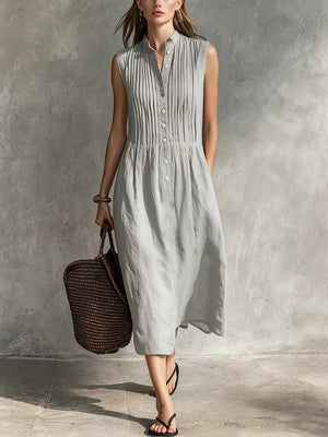 Sleeveless Button Front Midi Dress Plus Size, back view