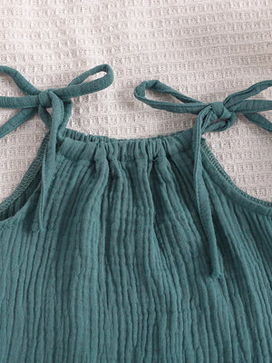 Children's Textured Cami And Shorts Set in Sea Blue, fit detail
