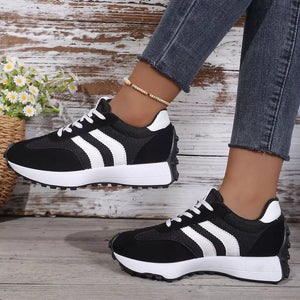 Lace Up Round Toe Sneakers in Red, alternate angle
