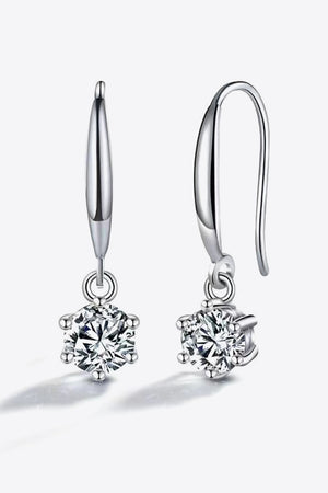 Silver drop earrings with cubic zirconia solitaire pendants