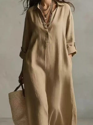 Full Size Casual Midi Shirt Dress Plus Size in Black, fit detail