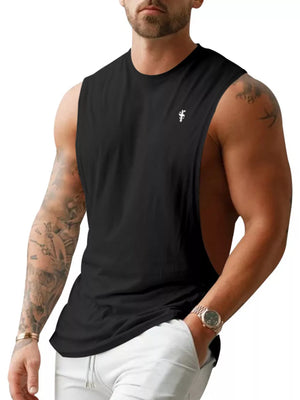 Men's Full Size Round Neck Tank Top Plus Size, close-up detail
