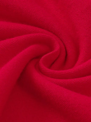 Red cotton baby dress fabric detail