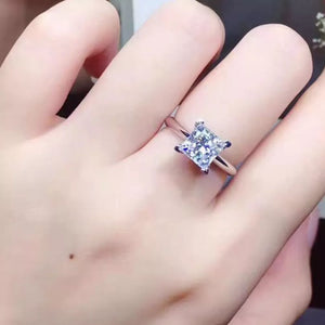 3 Carat 925 Sterling Silver Moissanite Ring, front view