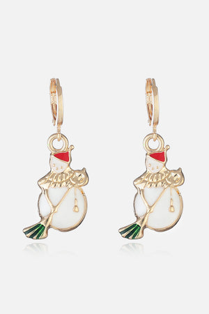 Festive Santa charm hoop earrings with white enamel and red accents.
