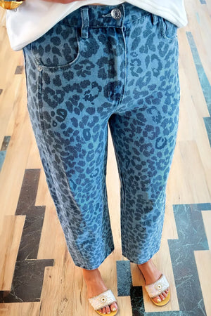 Leopard Print Barrel Leg Jeans, back view