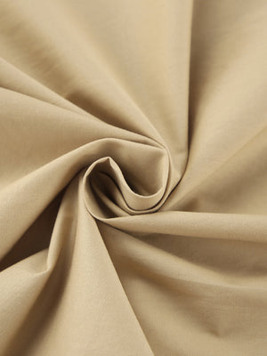 High-waisted A-line skirt in tan cotton fabric with subtle texture