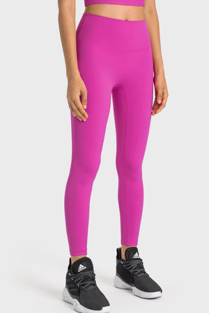 Pink seamless high-waist performance leggings with a sculpted fit.