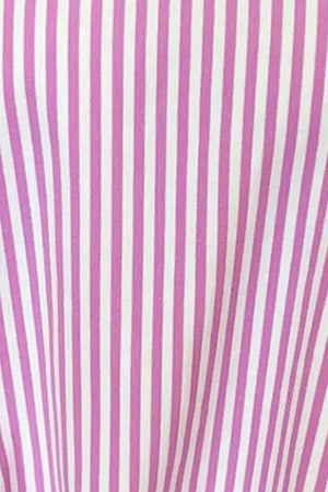 Pink and white striped 3/4 sleeve tee made of cotton.