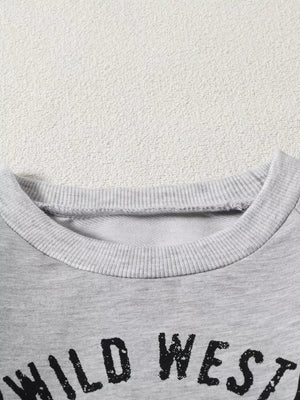 Children's Graphic Round Neck Sweatshirt in Light Gray, side view