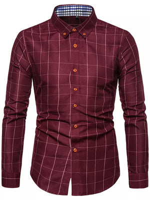 Men's Plus Size Classic Plaid Button-down Shirt, back view