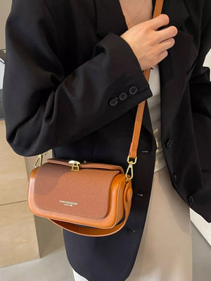 Adjustable Strap Crossbody Bag in Brown, side view