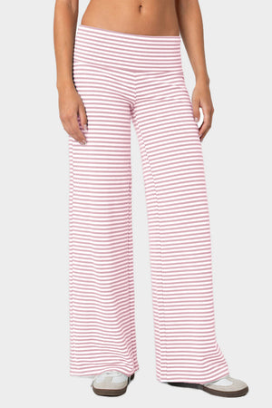 Coastal Stripe Palazzo Pants in blush pink and white stripes, wide leg, high rise