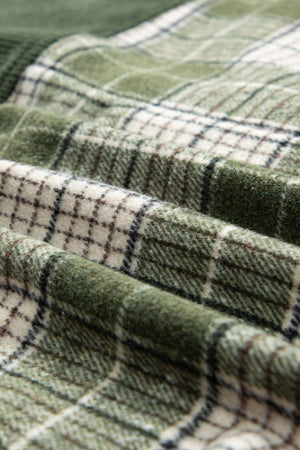 Corduroy yoke plaid overshirt in Black Forest with a collared neckline.