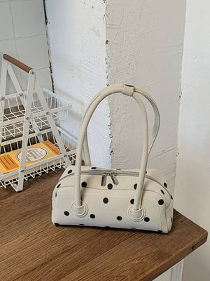 Polka Dot Small Shoulder Bag in Off-white, close-up detail