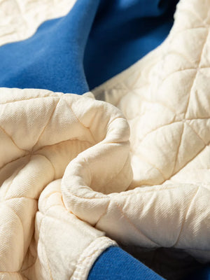 Quilted Fleece Color Block Oversize Hoodie in Ivory, fabric detail